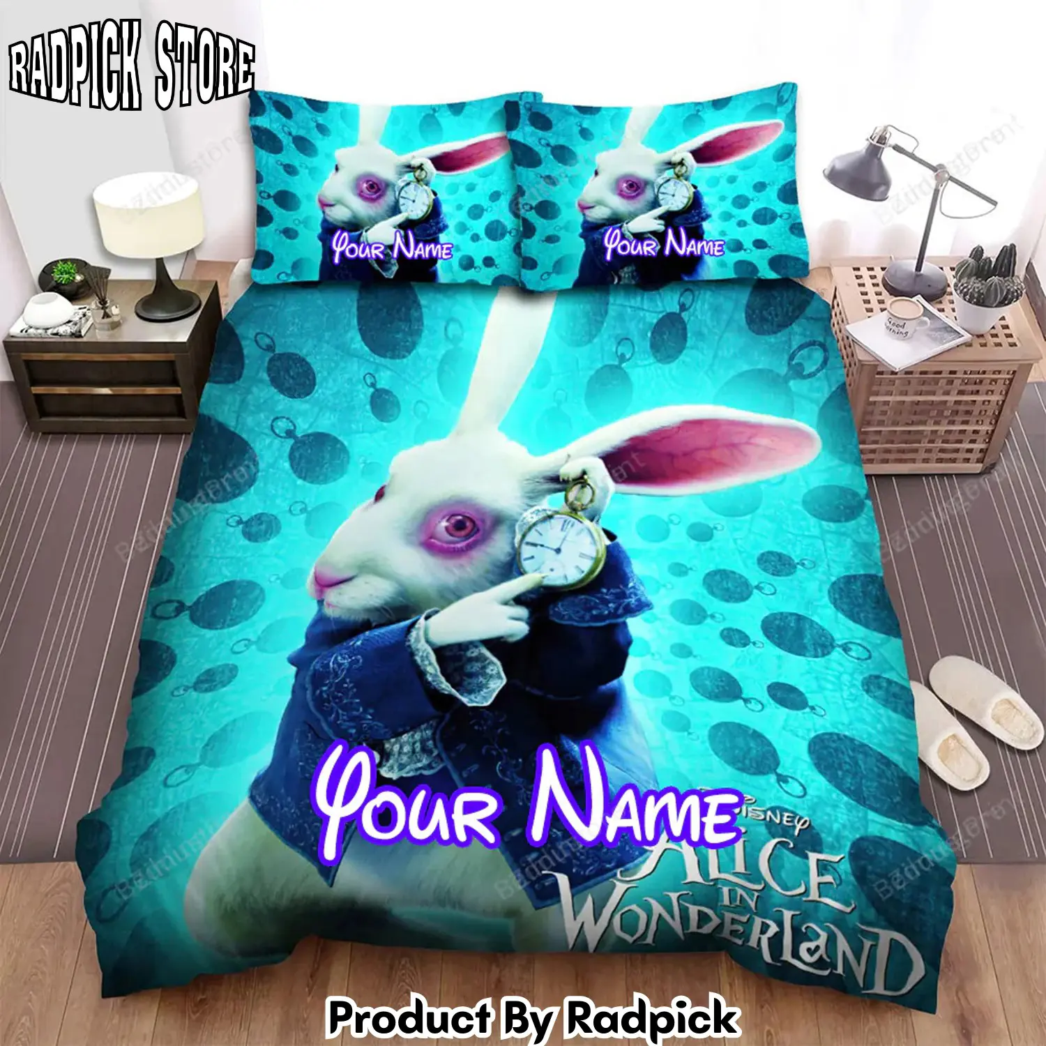 Radpick alice in wonderland i the white rabbit movie poster bed sheets duvet cover personalized name bedding sets rp3278838